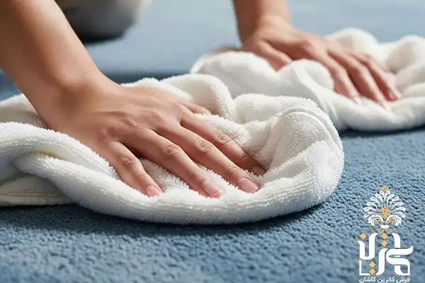 Drying the carpet with a towel